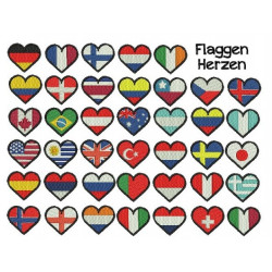 Stickserie - Herz Flaggen